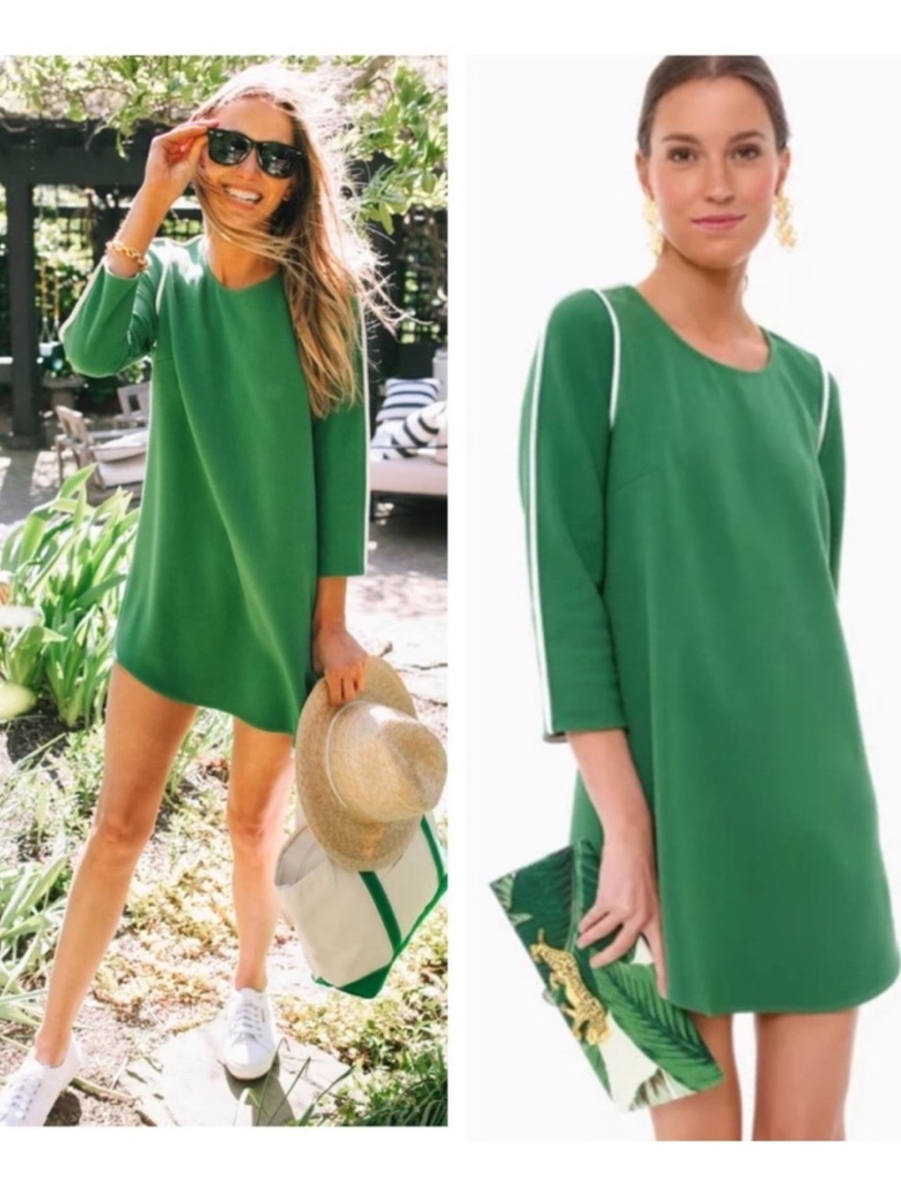 TUCKERNUCK Green Seamed Shift Dress Size Medium M $198